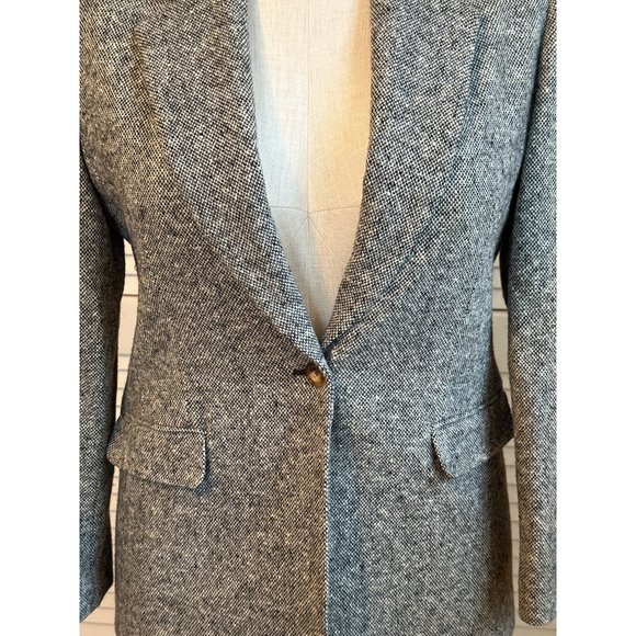 Vintage Orvis Wool Tweed Jacket Women Gray 12 Blazer Single Button Double Pocket - Picture 7 of 8